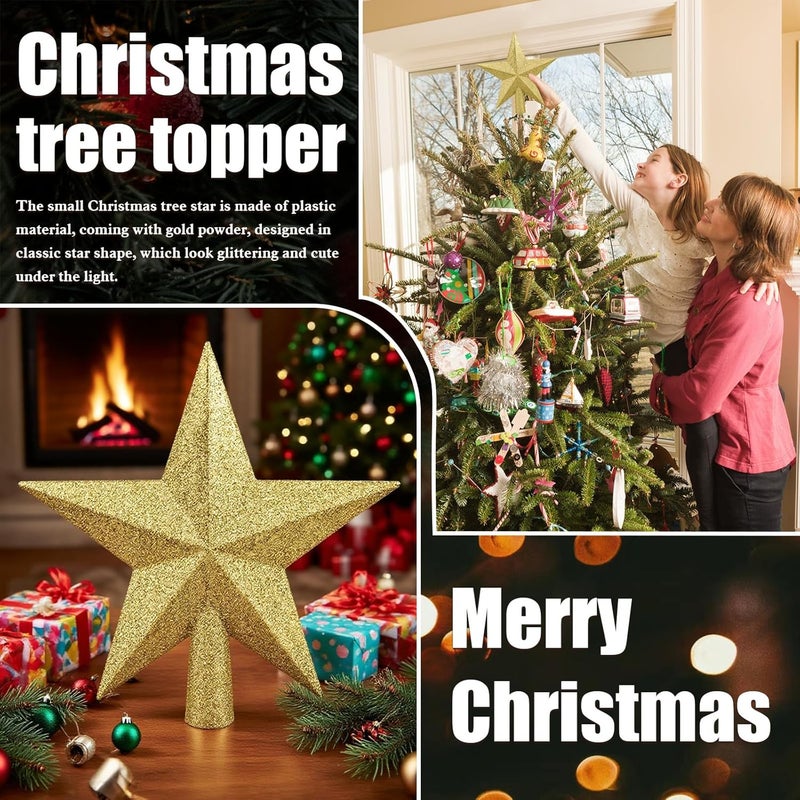 Leuceiy Christmas Tree Topper 10 Inch,Glitter Christmas Ornaments Star Xmas Decoration on Tree for Holiday Ornament or Home Decor(Gold) - Image 4